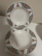 Set Of 2 Mikasa Intaglio Santa Fe Soup/Salad Bowl 9-1/4" CAC24 Southwest Rim