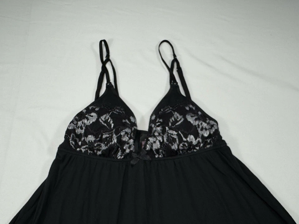 ✅Camisón Victoria's Secret ✅Etiqueta Negra ✅XS ✅Negro ✅Copas de sujetador con encaje ✅Lencería Foto 2 de 4