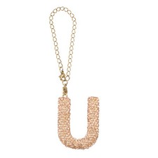 Letter Bag Charm Bling Glitter Letter Charm Initial, Gold Tone, U Shape