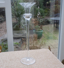 Tall Hand Blown Crystal Glass Candle Holder 40cm Elegant Slender Stem