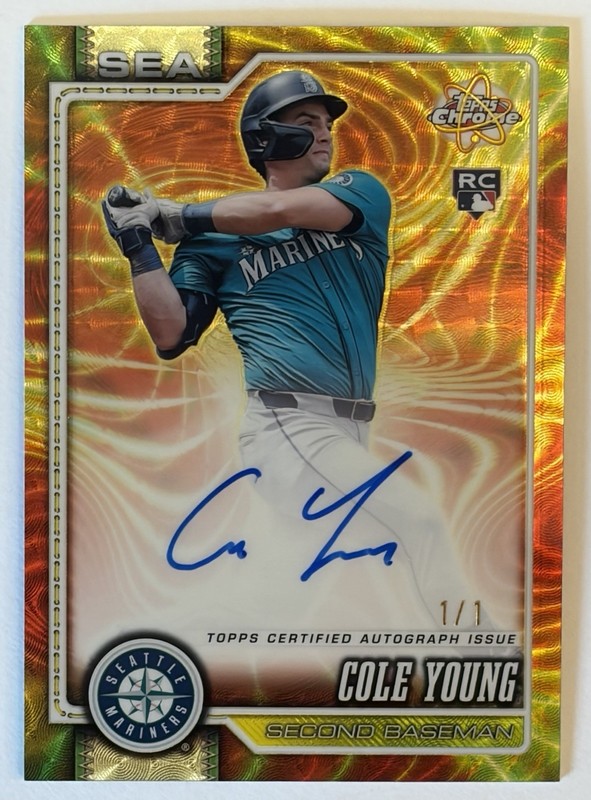 2026 Topps Chrome Cole Young Radiating Rookies Auto Superfractor 1/1 Mariners 🔥