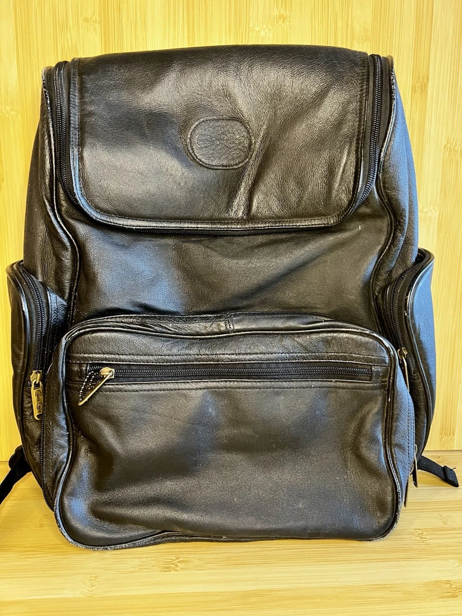 claie chase leather backpack Claire Executive Multipurpose Backpack-2, Cafe loop on back of bag for hanging Claire Chase Men's Leather Backpacks