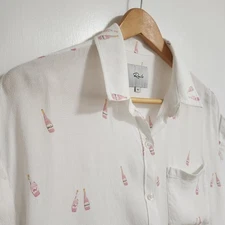 Rails Whitney Button Up Champagne Bottle Blouse In Rose Size XS White