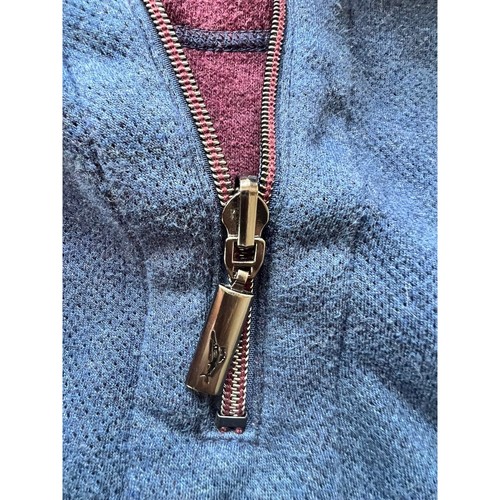 Tommy Bahama Mens Blue Textured Half Zip Pullover Mock Neck Sweater Large - Picture 3 of 6