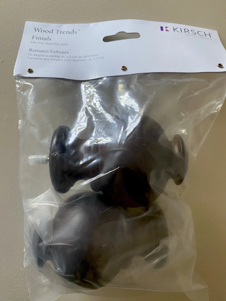 Acabamentos de haste de cortina Kirsch Wood Trends 1 3/8” diâmetro 8 conjuntos de 2 marrom NOVO - Imagem 2 de 4