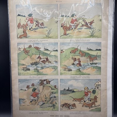 Vintage 14x11  Puck  Golf Cartoon. Hans And His Chums