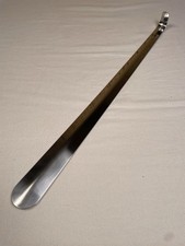 Vintage Extra-Long Stainless Steel Shoehorn 23" Metal Shoe Horn Handle Hooked