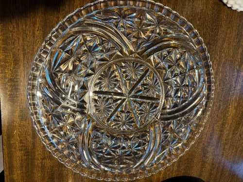 Vintage Anchor Hocking Stars and Bars Torte Cake Plate Serving Platter  12.5"