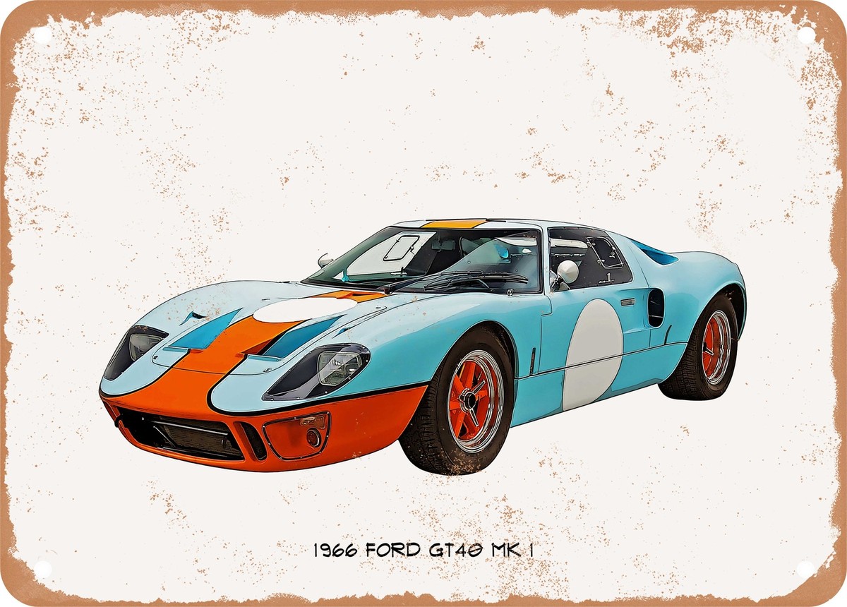 Classic Car Art - 1966 Ford GT40 Mk 1 Oil Painting - Rusty Look