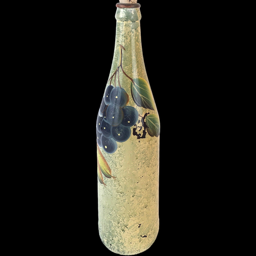 Set Of 2 Olive Oil & Vinegar Hand-Painted Decorative Glass Bottles Italian Style - Picture 4 of 8