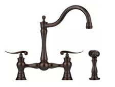 Franke FF7060 3 Hole Bridge Faucet With Side Spray OLD WORLD BRONZE NEW 