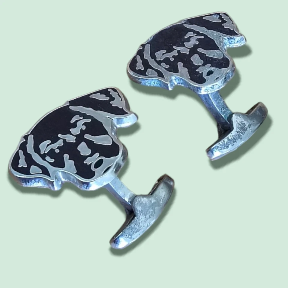 Gemelos - Gemelos Paul Smith genuinos de plata cepillada, perro marrón - Hechos en Reino Unido Foto 2 de 4