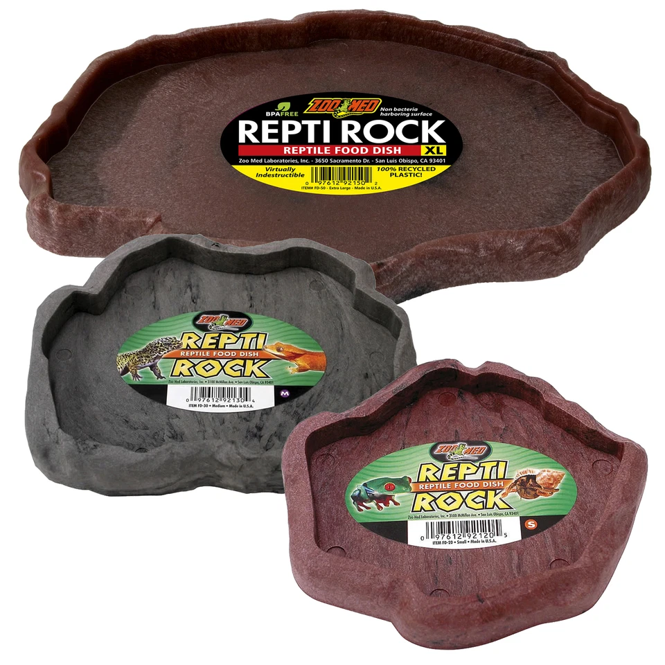 Zoo Med Repti Rock Reptile Feeding Dish Lizard Food Terrarium Vivarium S M L XL