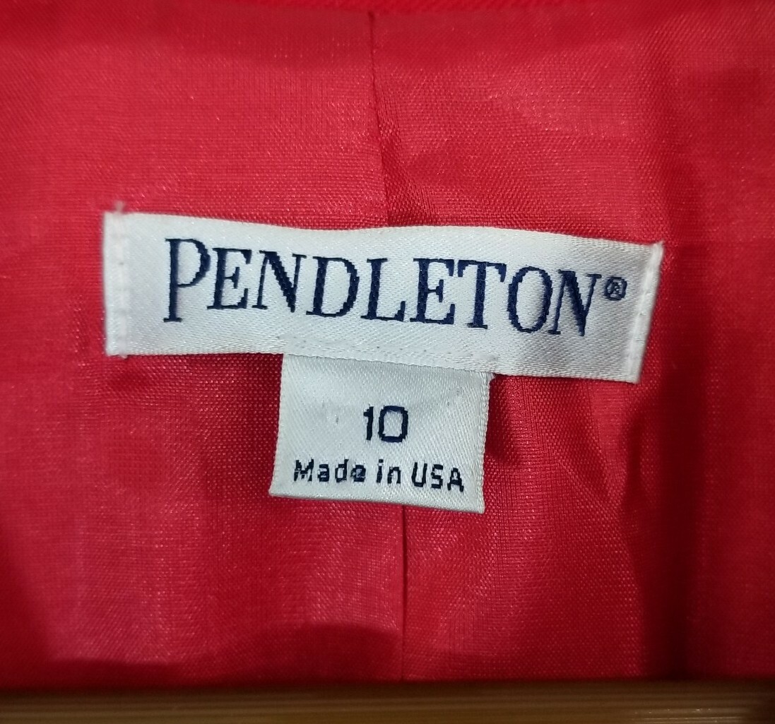 Pendleton Red 100% Virgin Wool Double Button Line… - image 6