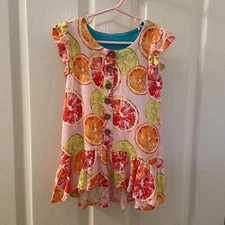 Posh Peanut Citrine Ruffled Cap Sleeve Henley Hi-Low Dress Girls Size 2T NWT
