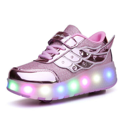 Jungen Mädchen Kinder Rad Trainer Kinder Flash Roller Skate Turnschuhe Schuhe ：