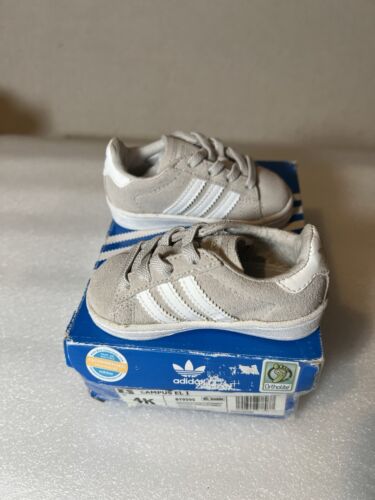 Adidas Original Toddlers Size 4K Campus EL I Grey White Strips - Picture 2 of 10