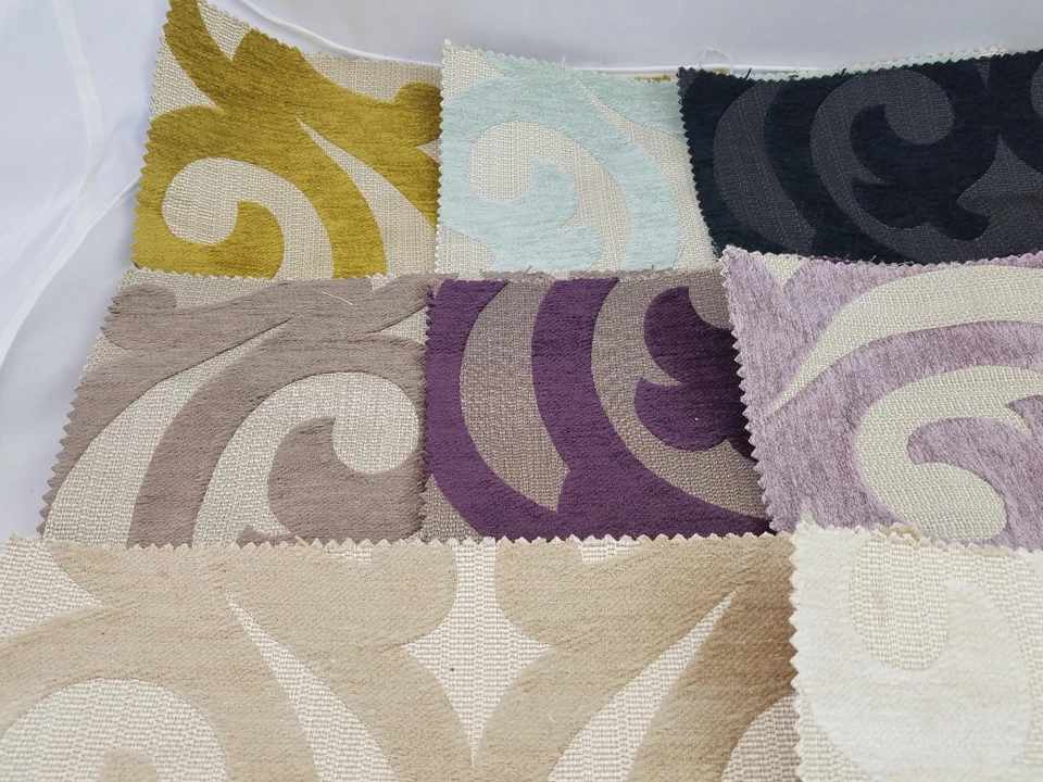 Lot Vivaldi Brocade Woven Velvet Furniture Fabric Samples Geometric Vines - Image 2 of 4