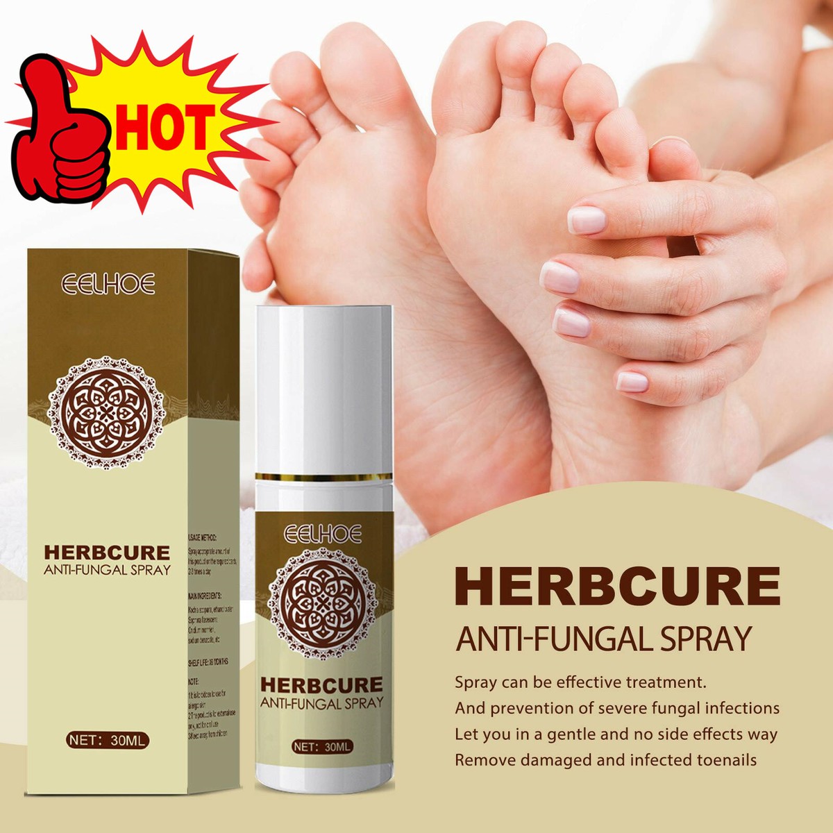 30/60ml Natural Herbal Fungus Combat Feet Spray Anti Fungal