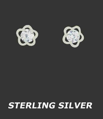 LAB CREATED WEISSE SAPHIRE 0,52 kt OHRSTECKER 0,925 Silber - Neu mit Etikett