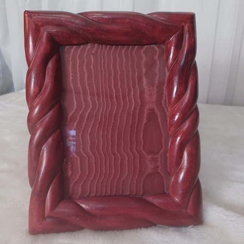 Vintage Red Wood Photo Frame 8" x 10" Holds 5" X 7" Photo Easel MCM BOHO