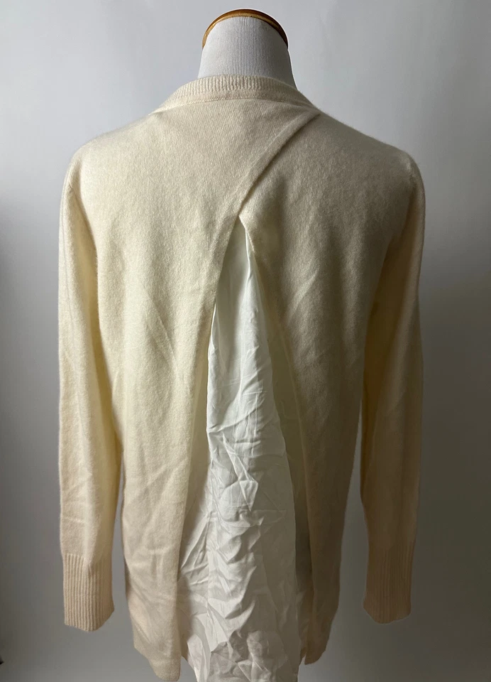 Cárdigan Suéter GARNET HILL Marfil 100% Cachemira Forrado Seda S Foto 2 de 4