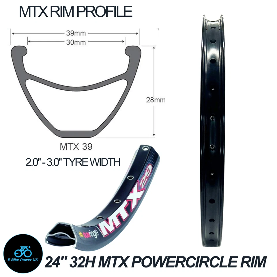 20"24"26"27.5"29" MTX 39 Bike MTB Bicycle Rim, 36 Holes, POWER CIRCLE, 1.95- 3" — 第 3/3 张图片