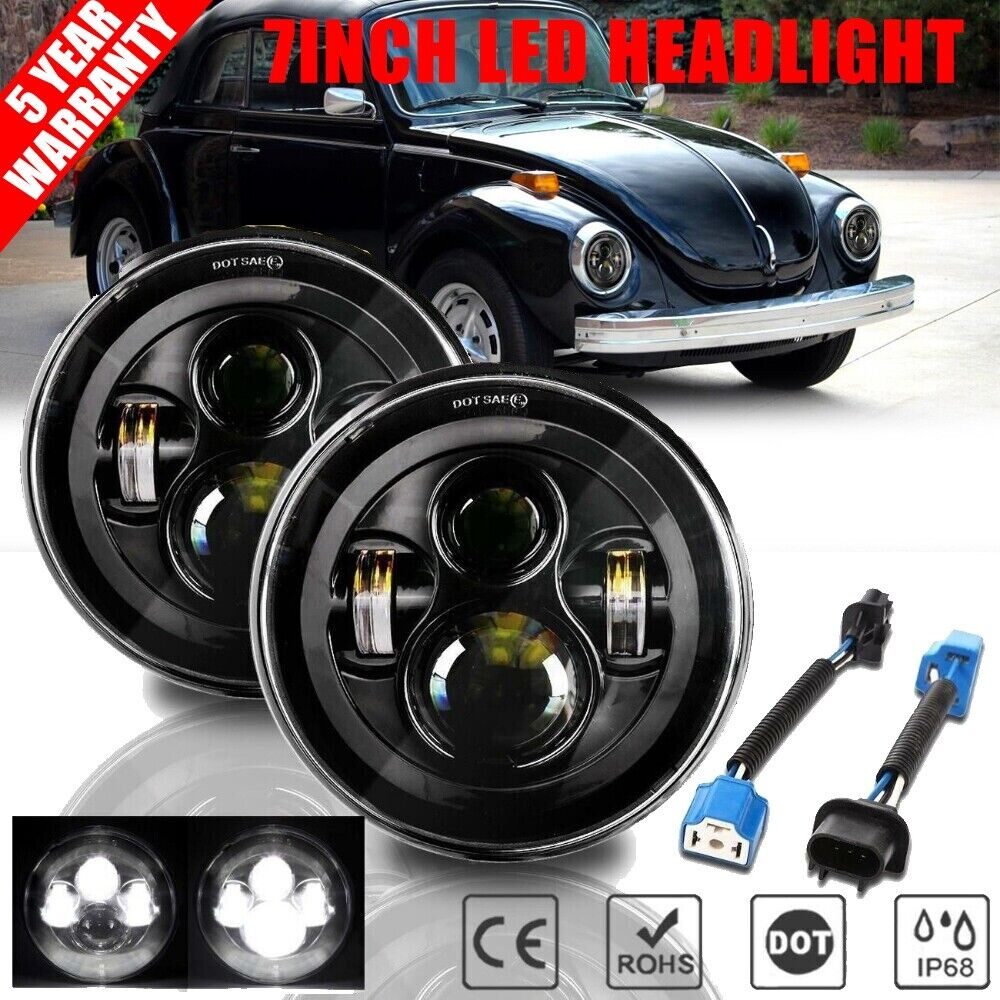 2PCS 7-Inch Round LED Headlights Hi/Lo Beam for Chevy Truck 47-57 C10 C20 C30 Pickup