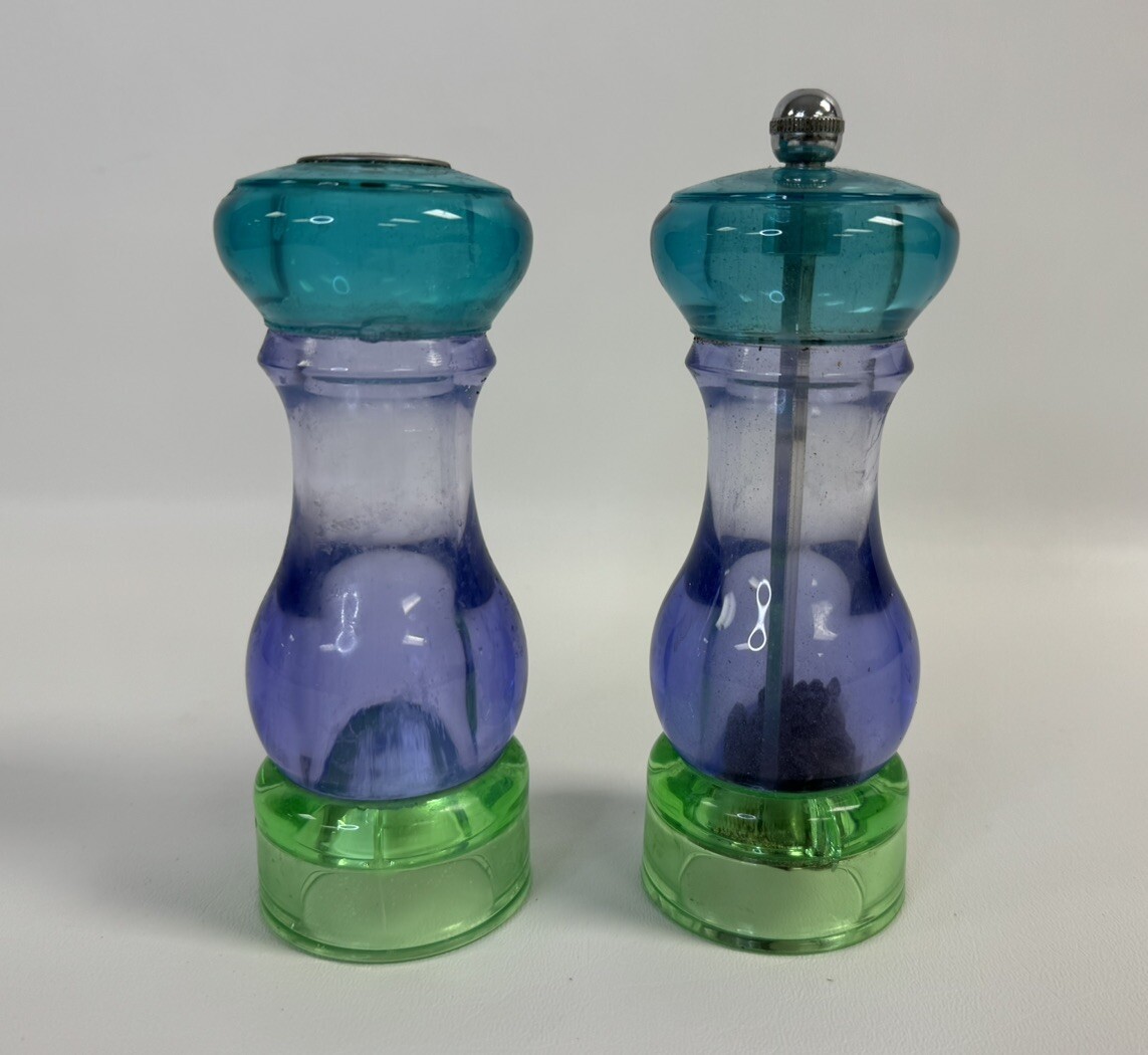 Mr Dudley Salt Pepper Mill Grinder Set Acrylic Teal Indigo Green MCM Vintage eBay