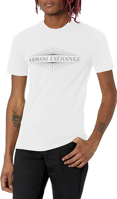 ARMANI EXCHANGE mens Short Sleeve Shiny Studs Logo T-shirt