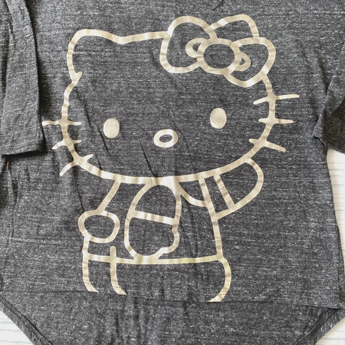 Girl's Size L Gray Hello Kitty 3/4 Sleeve Top 36" Chest Free Ship Vintage - Picture 2 of 4