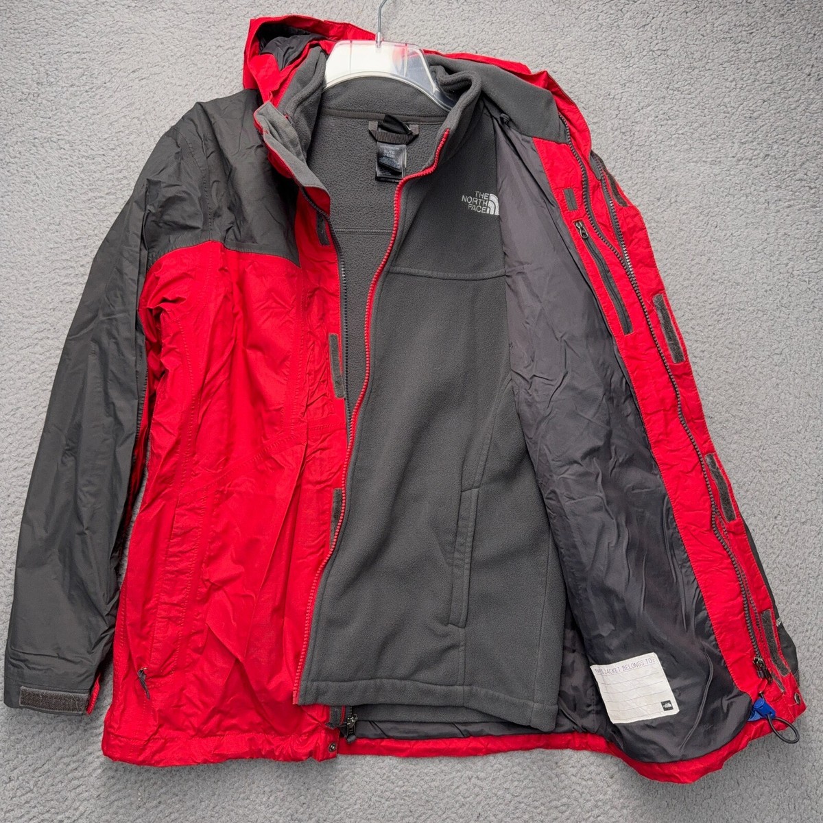 North Face Hyvent 3 in 1 Jacket Boys XL 18/20 Red Gray Full