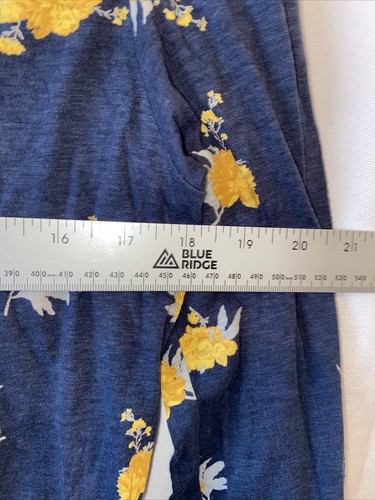 LUCKY BRAND XS NWT Women's Navy Floral Velvet-trim Peasant Blouse Shirt Top - Picture 7 of 10