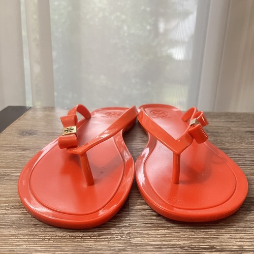 Tory Burch Sandals Jelly Orange Thong /slip On Sandals Size 9M - Picture 3 of 7
