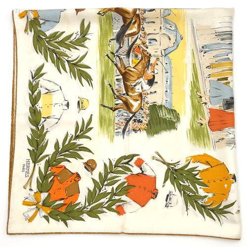Auth Hermes Carré 90 CHANTILLY Silk Scarf White x Multicolor W/Box BA060046 - Imagen 8 de 20