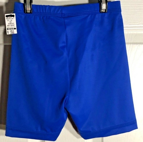 GK CHILD LARGE MINI WORKOUT SHORTS ROYAL NYLON/SPANDEX GYMNASTIC DANCE CHEER CL - Picture 2 of 5