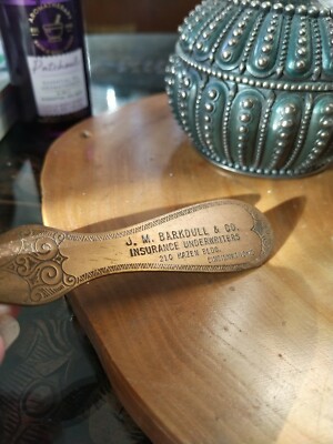 J. M Barkdull Co. Insurance Underwriter Insurance Letter opener. Cincinnati, OH