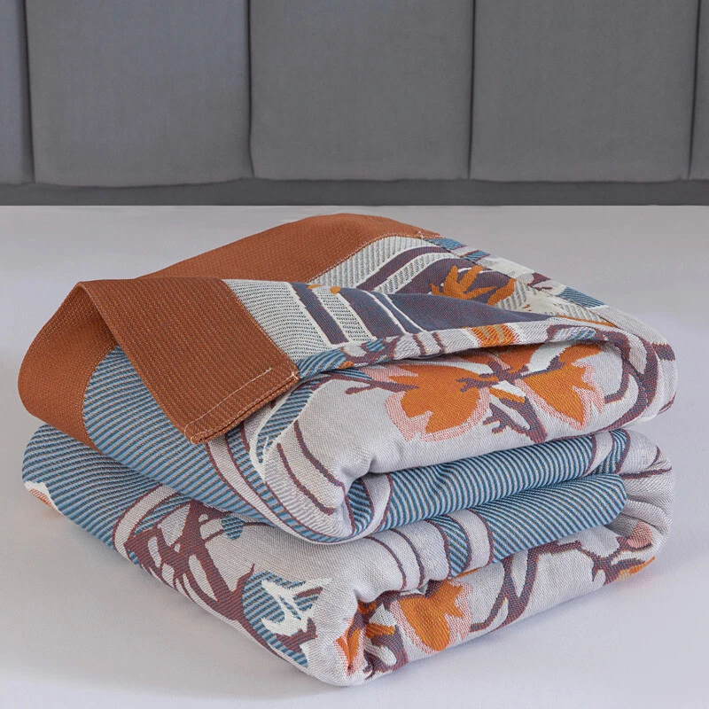 Manta china de algodón puro Toalla de nivel A Edredón Cubierta de cama Toalla Manta 98x90 pulgadas Foto 3 de 4