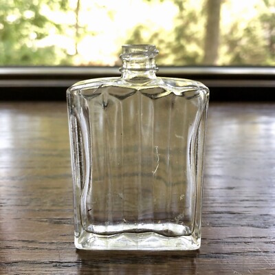 Nice Small Art Deco Ribbed Perfume Bottle Threaded Top 1930s Clear