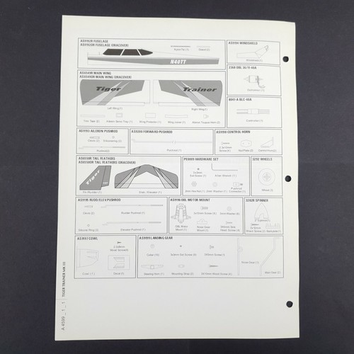 Thunder Tiger Airplane Tiger Trainer MK3 Parts List and diagram sheet - 4599 - Picture 2 of 3