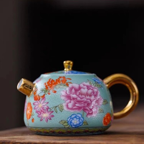 Color Enamel Porcelain Tea Pot Matching Tea Cup Ceramic Tea Set Jingdezhen Made - Picture 3 of 8