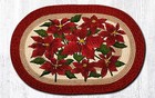 BRAIDED RUG--20" X 30" Oval 100% Jute Rug--POINSETTIA