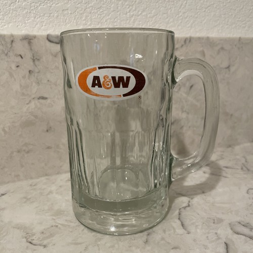 Vintage AW A&W Root Beer Soda Mug 6'' Tall Dimple Sides Heavy Glass Pre Owned - Picture 5 of 9