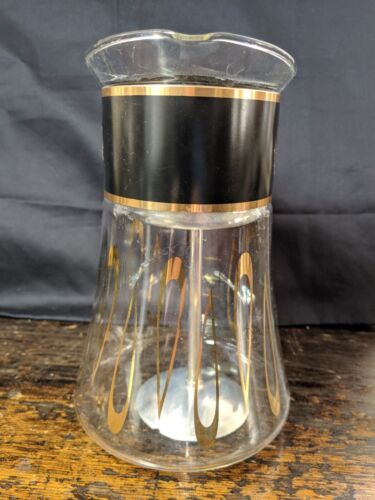 1960s Vintage David Douglas Black Gold Mid Century Atomic Coffee Tea Pot Carafe - Picture 2 of 15