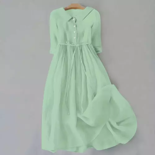 ¡Vestidos largos informales para mujer con botones de lino de algodón vestido caftán talla grande! - Imagen 20 de 35