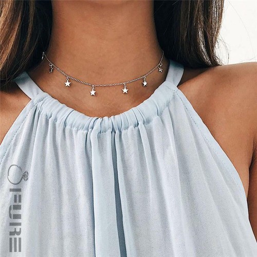Women Fashion Necklaces Choker Bohemia Gold Silver Color Star Boho Necklace - Picture 2 of 5