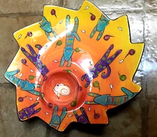  DIP AND CHIP SERVING PLATTER TRAY BOWL CERAMIC CATS & MICE DESIGN SIGNED