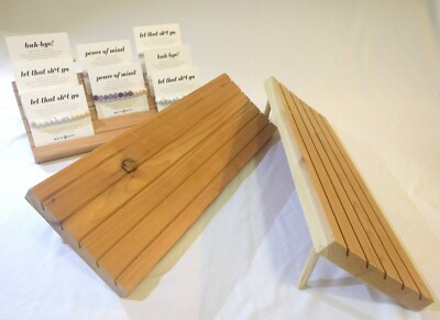 12'' USA CO Handmade Slat Cedar Wood Display Shelf Slanted Handcrafted NEW