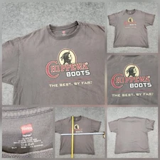 VTG Y2K Chippewa Boots Mens XL Promo Graphic T Shirt Logo Spellout Hanes Faded