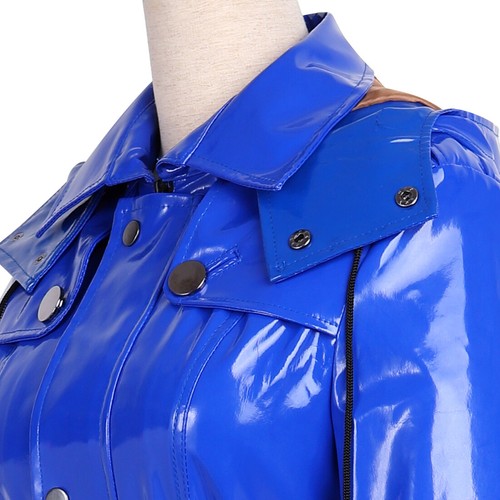 Lackina-Lack Kapuzen Mantel , blau , Gr.S-4XL - 第 5/7 張圖片